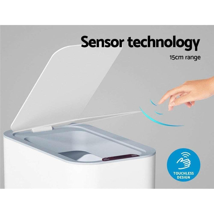 Devanti Motion Sensor Bin Automatic Rubbish Bins Waste Trash Can White 9L