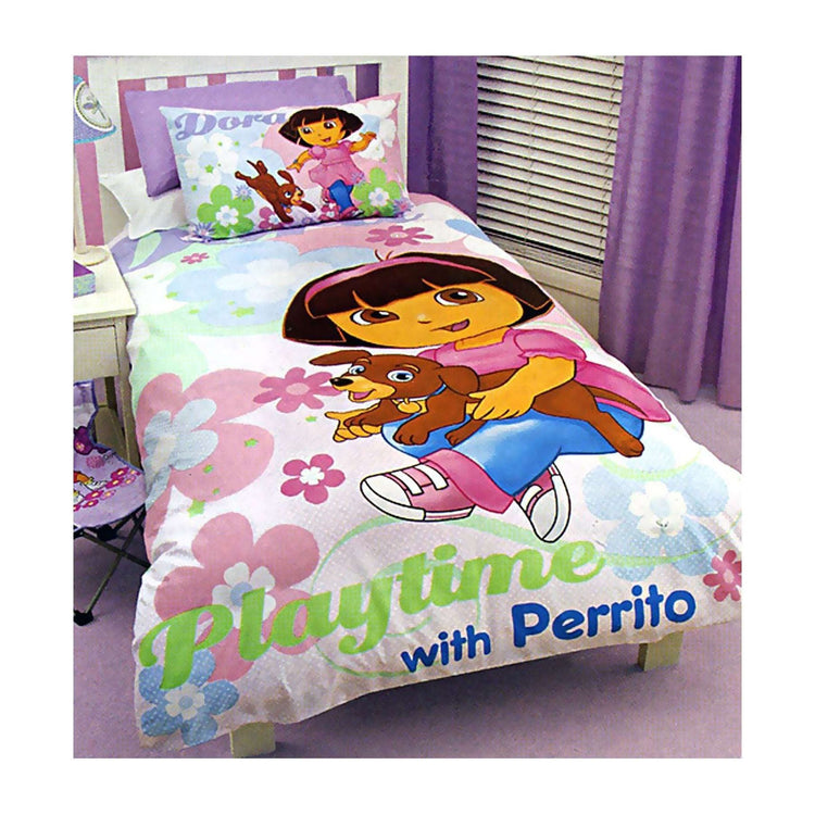Disney Dora The Explorer Quilt Cover Set Playtime with Perrito Single