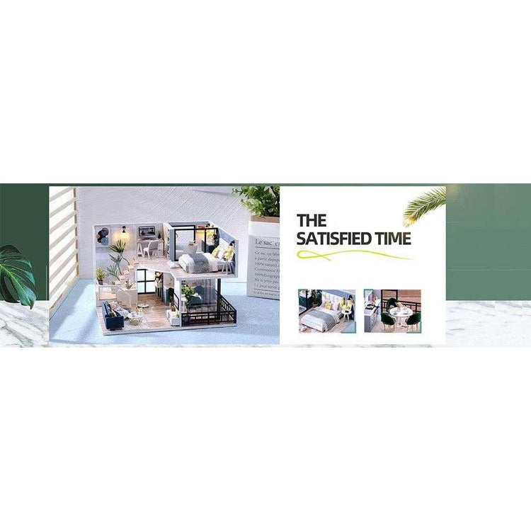 Dollhouse Miniature with Furniture Kit Plus Dust Proof and Music Movement - Cozy time (Valentine&