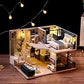 Dollhouse Miniature with Furniture Kit Plus Dust Proof and Music Movement - Cozy time  (Valentine&