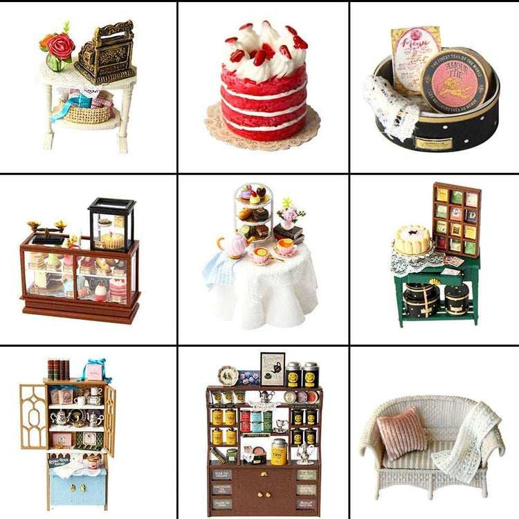 Dollhouse Miniature with Furniture Kit Plus Dust Proof and Music Movement - Rosa Garden Tea - Magdasmall