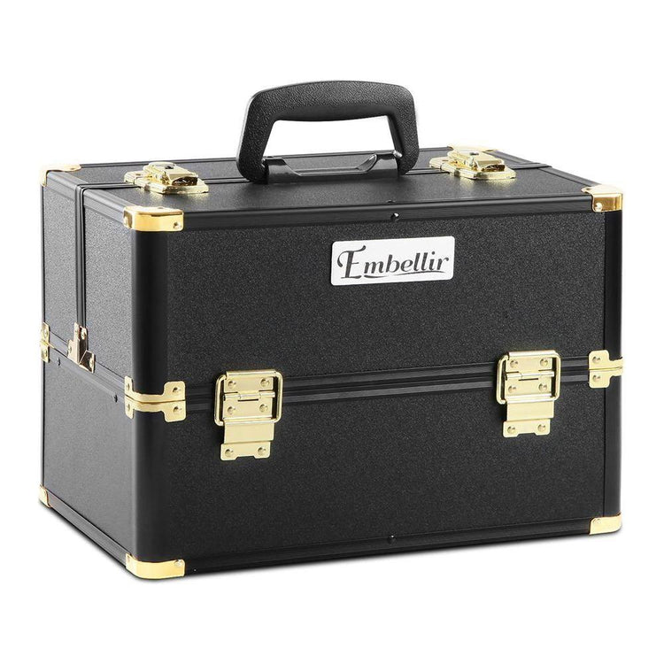 Embellir Portable Cosmetic Beauty Makeup Case - Black & Gold