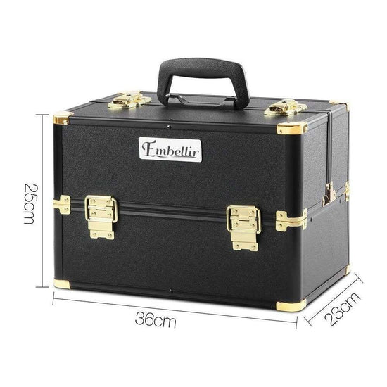 Embellir Portable Cosmetic Beauty Makeup Case - Black & Gold