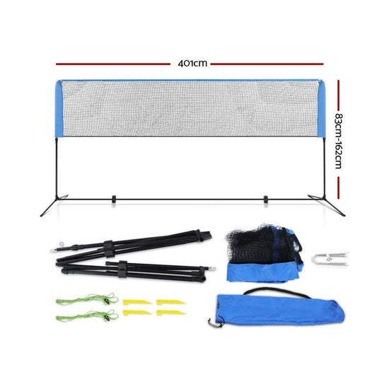 Everfit Portable Sports Net Stand Badminton Volleyball Tennis Soccer 4m 4ft Blue - Magdasmall