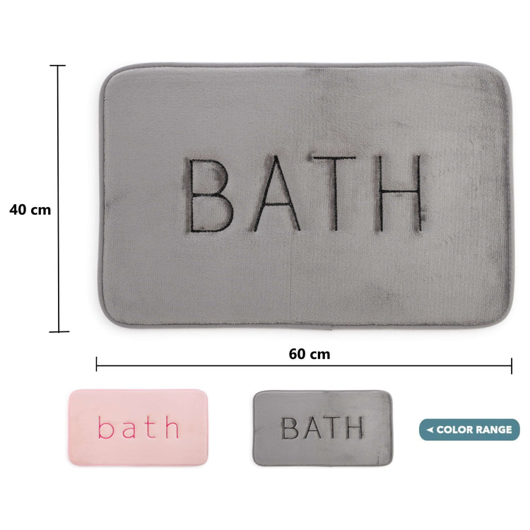 Extra Thick Memory Foam & Super Comfort Bath Rug Mat for Bathroom (60 x 40 cm, Grey)