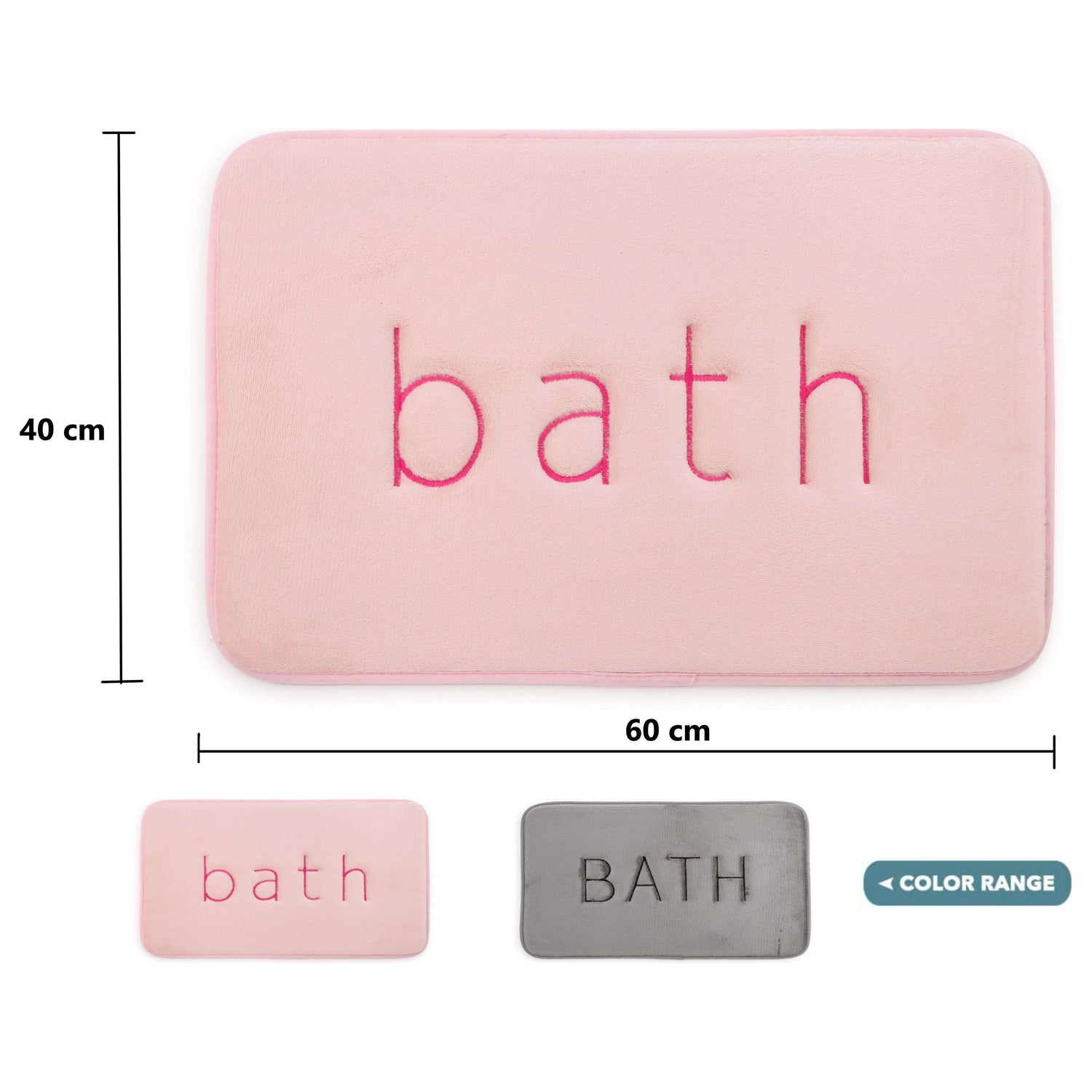Extra Thick Memory Foam & Super Comfort Bath Rug Mat for Bathroom (60 x 40 cm, Pink)