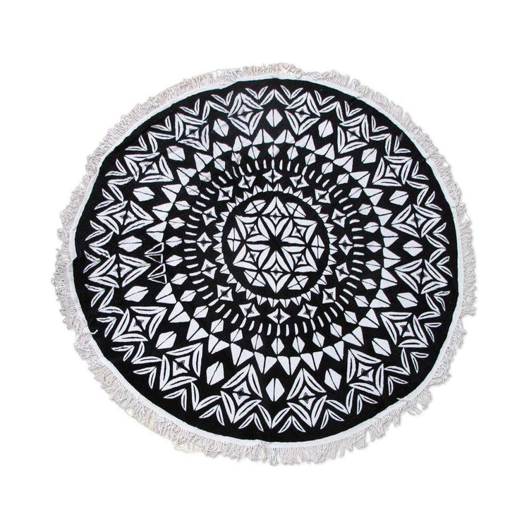 Ezra Hexagon 100% Cotton Round Beach Towel - Magdasmall