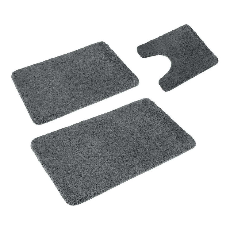 Florenz Set of 3 Contour Bath Mat Set Charcoal (Also Known as Smoke)