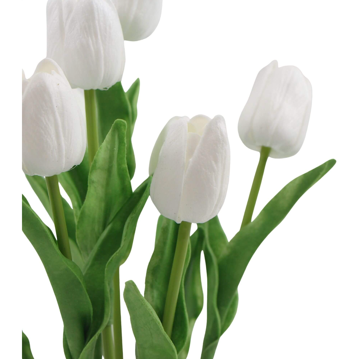 Flowering White Artificial Tulip Plant Arrangement With Ceramic Bowl 35cm