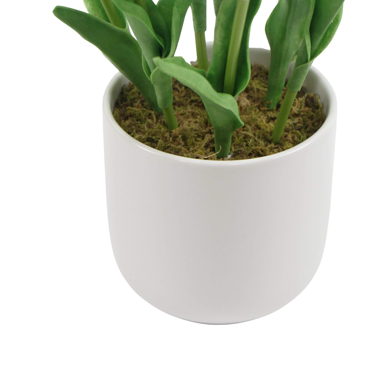 Flowering White Artificial Tulip Plant Arrangement With Ceramic Bowl 35cm
