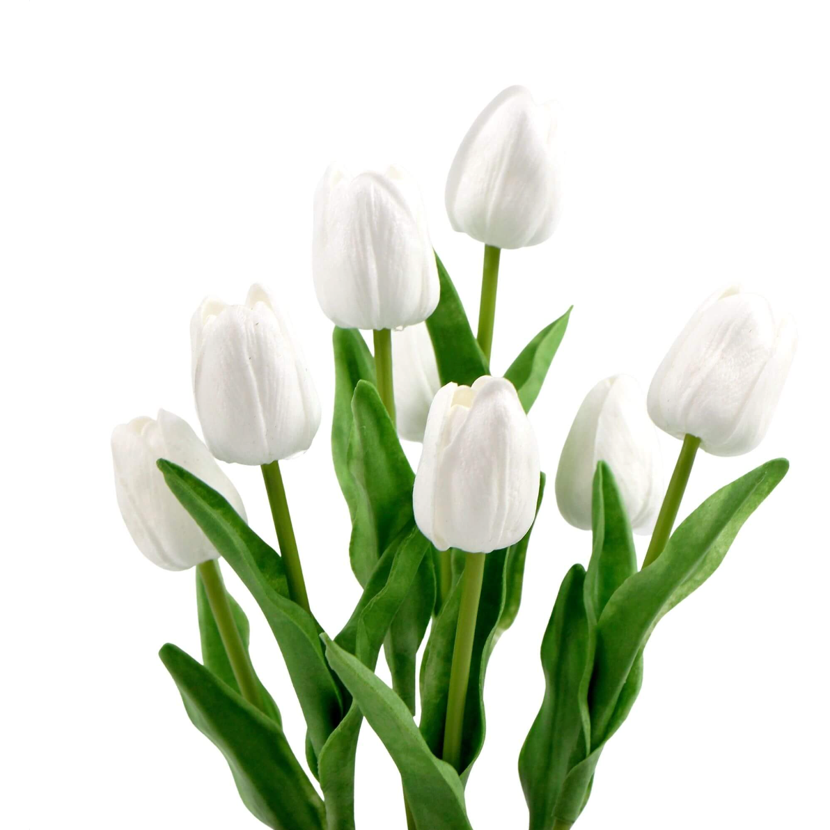 Flowering White Artificial Tulip Plant Arrangement With Ceramic Bowl 35cm