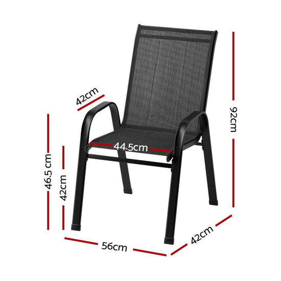 Gardeon 2PC Outdoor Dining Chairs Stackable Lounge Chair Patio Furniture Black