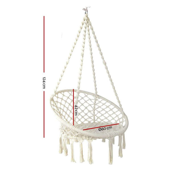 Gardeon Hammock Chair Swing Bed Relax Rope Portable Outdoor Hanging Indoor 124CM