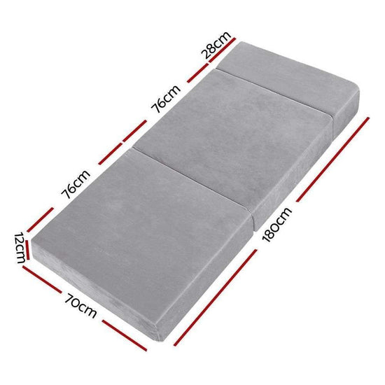 Giselle Bedding Foldable Mattress Folding Foam Bed Mat Light Grey
