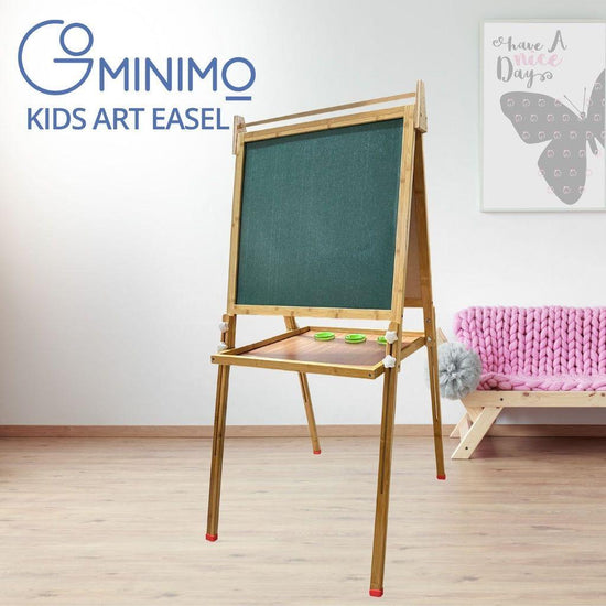 GOMINIMO Bamboo Kids Dual-Sided Art Easel with Painting and Drawing Accessories