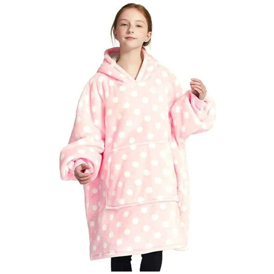 GOMINIMO Hoodie Blanket (Kids Light Pink Polka Dot)