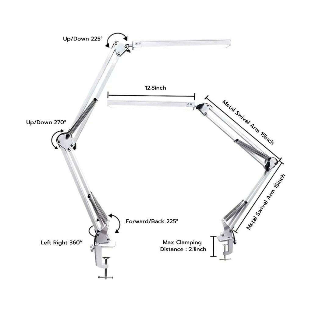 GOMINIMO LED Swing Arm Desk Lamp with Clamp (White)