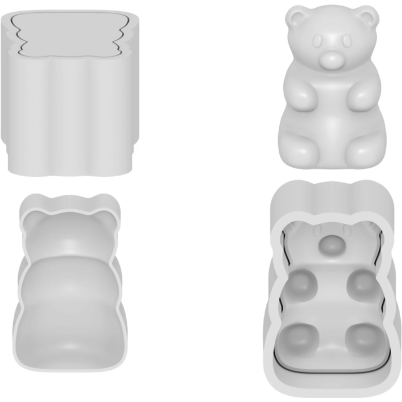 Gummy Bear Bath Bomb Mold 3D Molds, Bath Bomb Mold Presses, Bath Molds, Three Piece Mold, Diy PLA/PLA+ Plastic - Hand press molds - Magdasmall