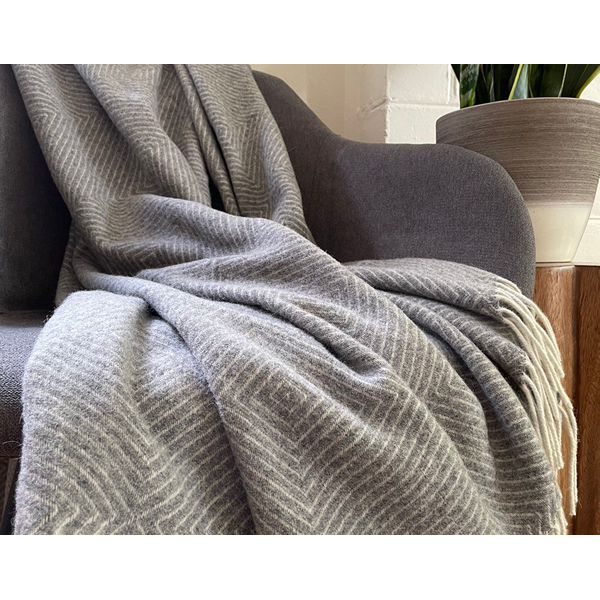 Hampton Throw - Merino Wool Blend - Light Grey