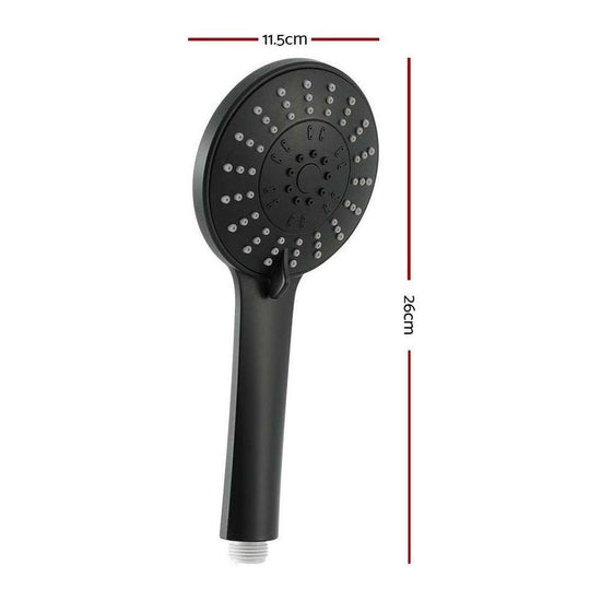 Handheld Shower Head 4.5" High Pressure 5 Modes Poweful Round Black