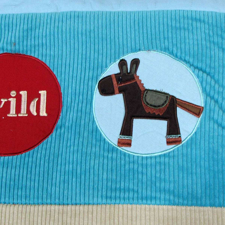 Happy Kids Wild Wild West Blue Embroidered Comforter with Bonus Cushion - Magdasmall
