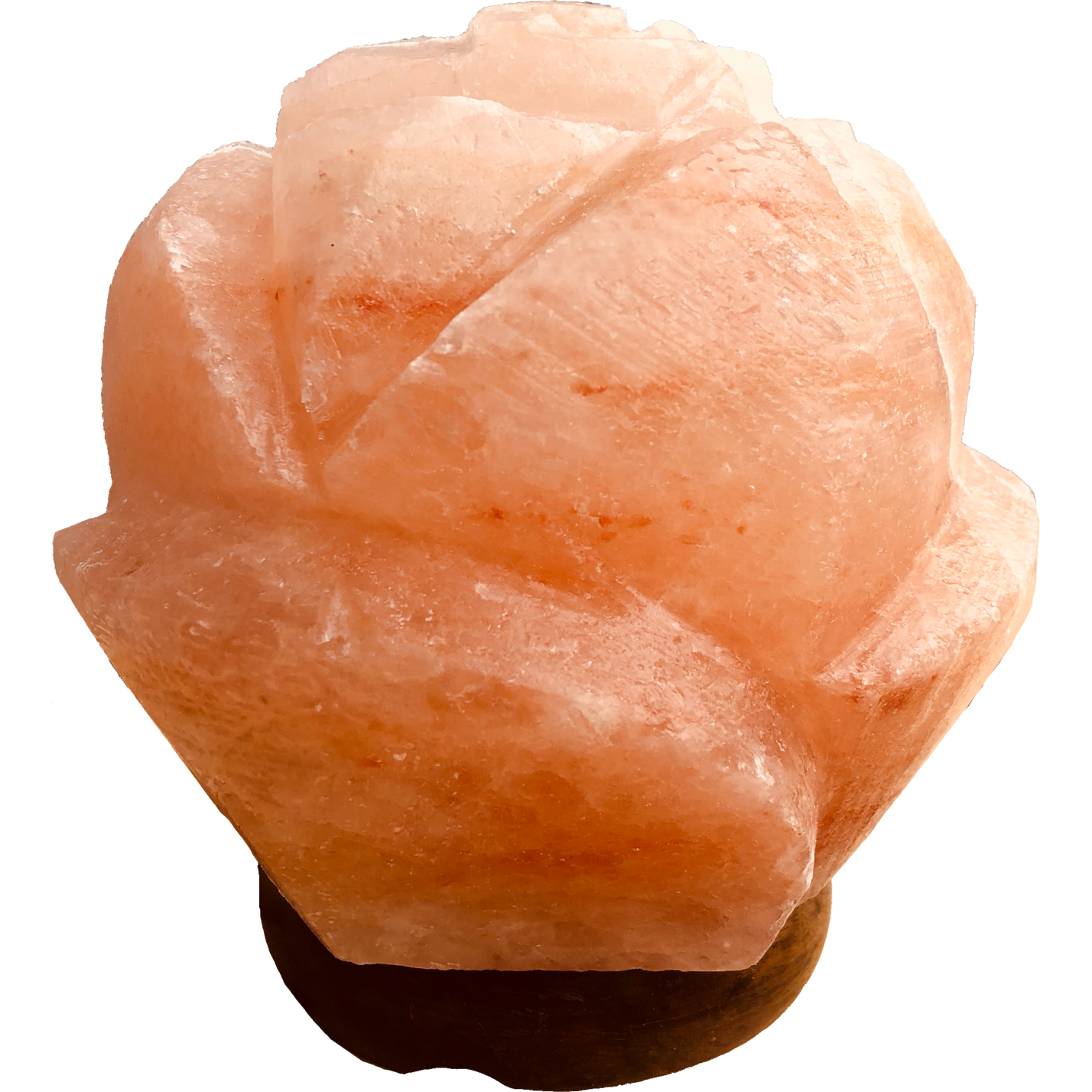 Himalayan Salt Lamp ROSE with Wood Base w Black Cord (10w/24v) - Magdasmall