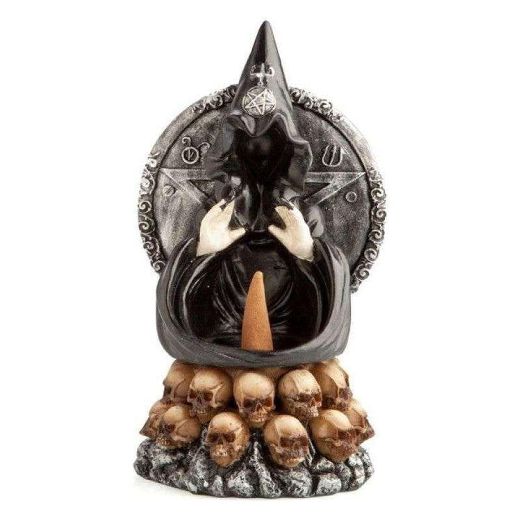Hooded Baphomet & Skulls Backflow Incense Burner