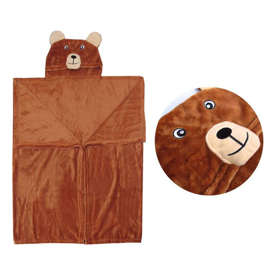 Hooded Wrap & Snuggle Animal Blanket Throw Rug Bear