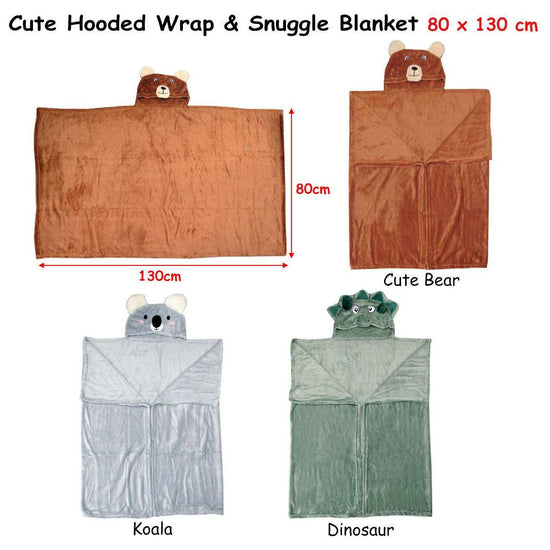 Hooded Wrap & Snuggle Animal Blanket Throw Rug Bear