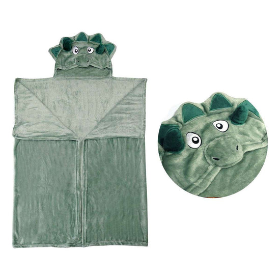 Hooded Wrap & Snuggle Animal Blanket Throw Rug Dinosaur