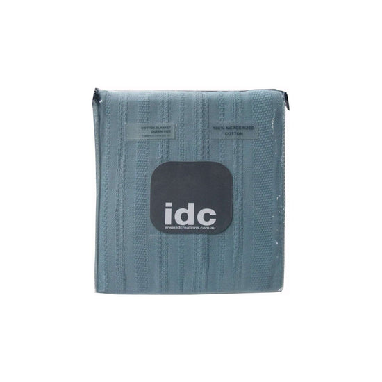 IDC Homewares 400GSM 100% Mercerized Cotton Blanket Blue Queen
