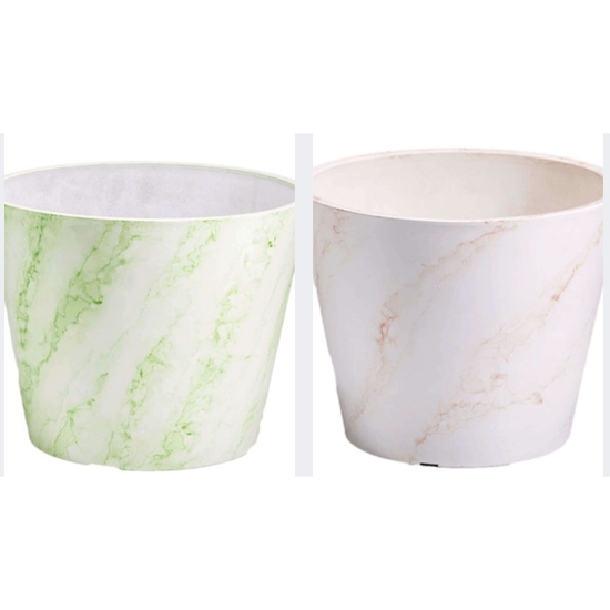 Imitation Marble Pot 25cm Green and White &amp; Red and white