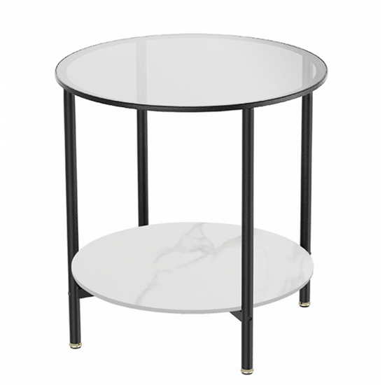 Interior Ave - Cosmopolitan Two Tier Mix Side Table - Marble &amp; Glass
