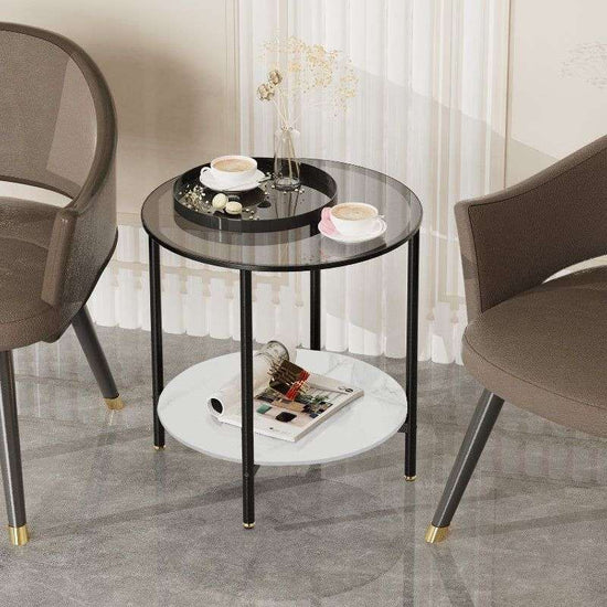 Interior Ave - Cosmopolitan Two Tier Mix Side Table - Marble &amp; Glass