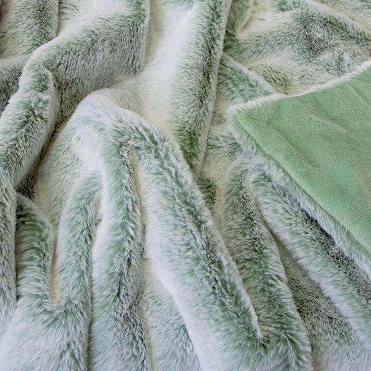 J Elliot Home Archie Sage Faux Fur Throw Rug 130 x 160cm - Magdasmall