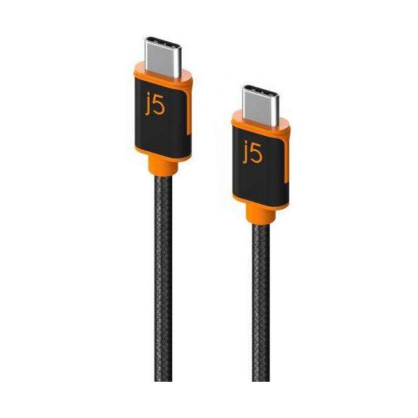 J5create JUCX24 USB-C to USB-C Sync &amp Charge Cable 180cm, Braided Polyester Supports USB 2.0 with speeds up to 480Mbps, output up to 3A