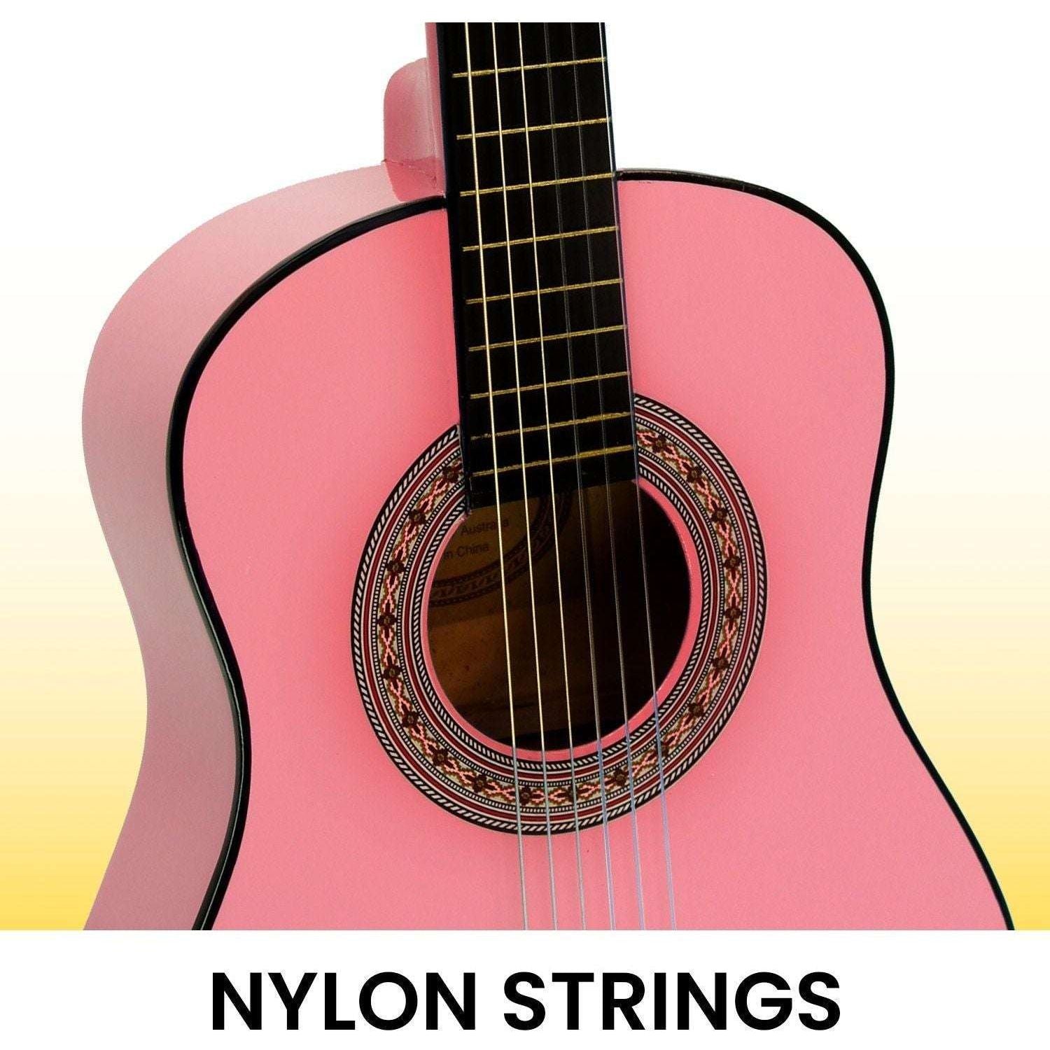 Karrera 34in Acoustic Wooden Childrens Guitar - Pink