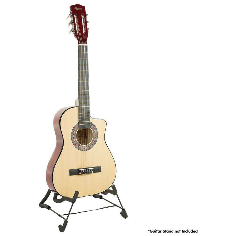 Karrera 38in Cutaway Acoustic Guitar with guitar bag - Natural