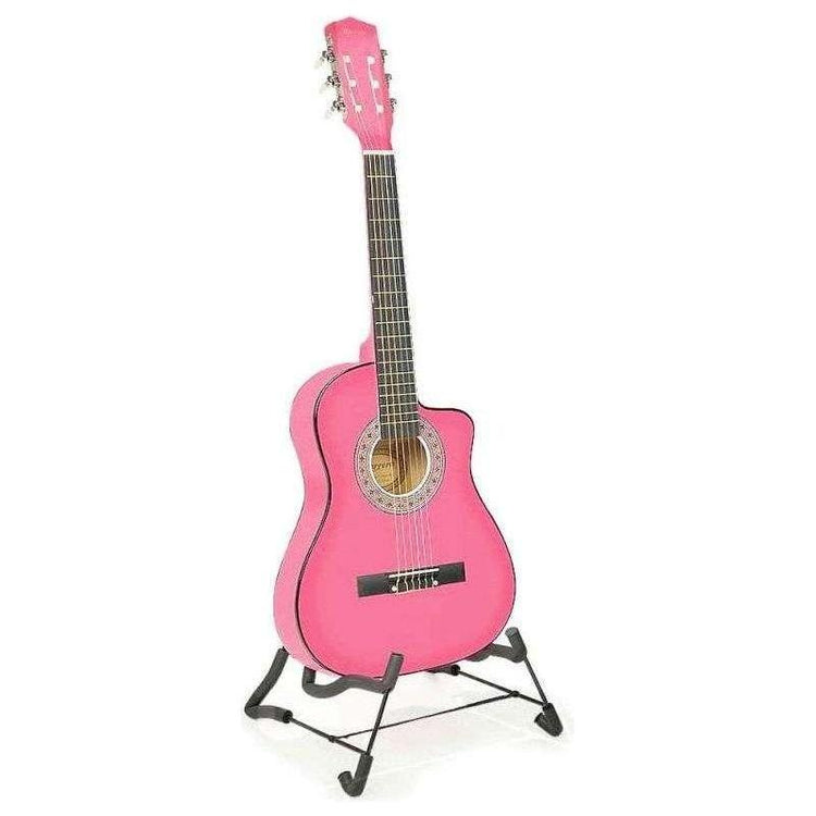Karrera 38in Cutaway Acoustic Guitar with guitar bag - Pink