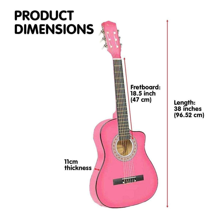 Karrera 38in Cutaway Acoustic Guitar with guitar bag - Pink