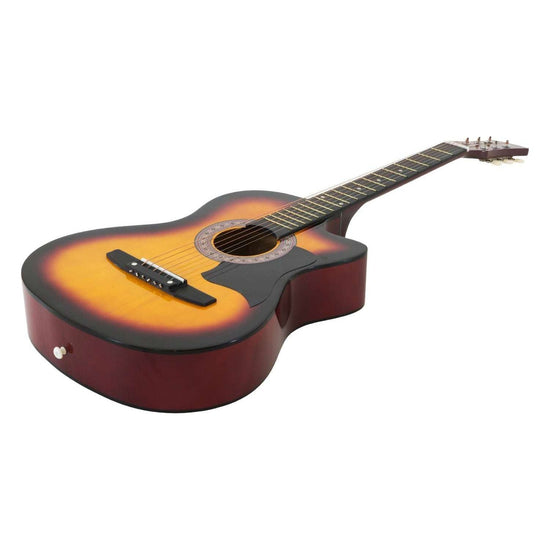 Karrera 38in Pro Cutaway Acoustic Guitar with Bag Strings - Sun Burst