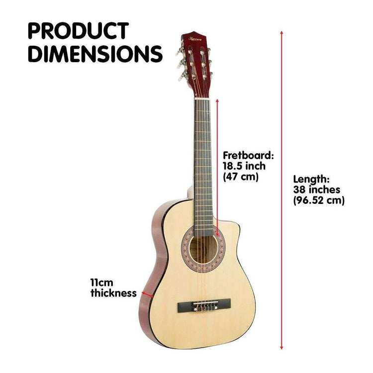 Karrera 38in Pro Cutaway Acoustic Guitar with guitar bag - Natural