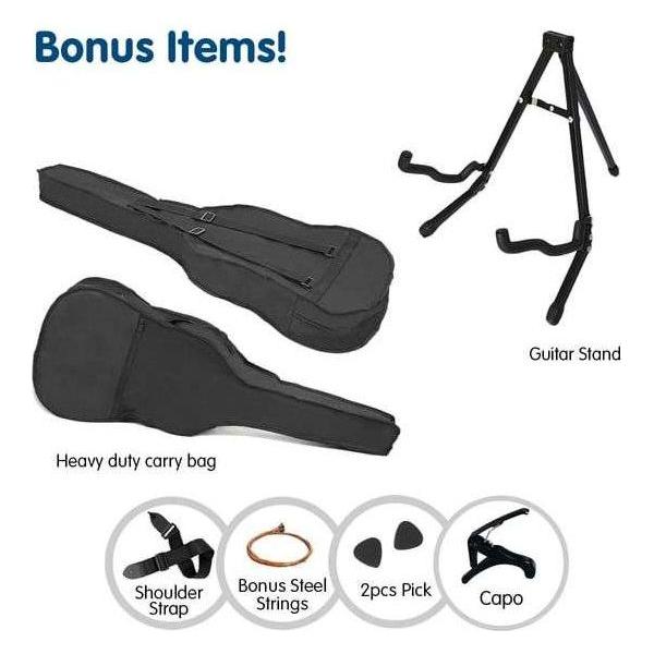 Karrera 38in Pro Cutaway Acoustic Guitar with guitar bag - Natural