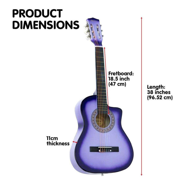 Karrera 38in Pro Cutaway Acoustic Guitar with guitar bag - Purple Burst