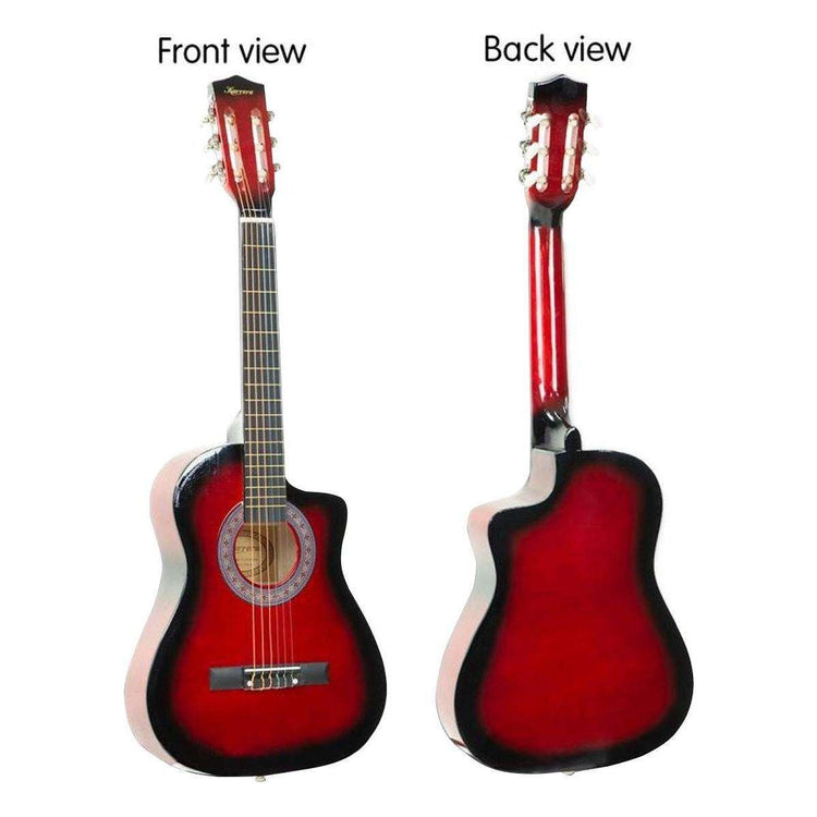 Karrera 38in Pro Cutaway Acoustic Guitar with guitar bag - Red Burst