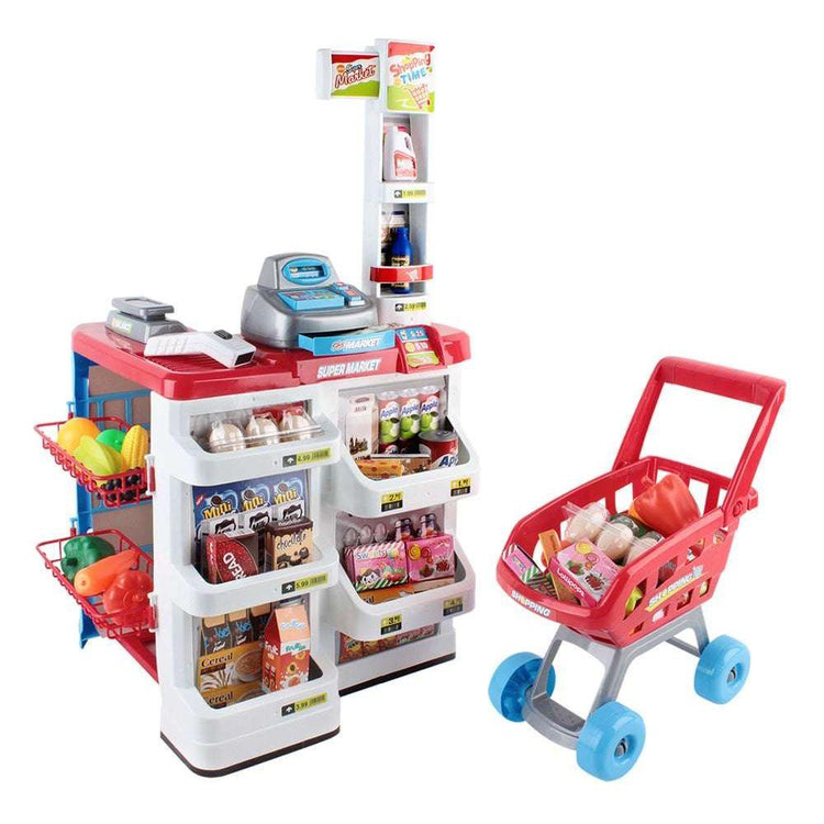 Keezi 24 Piece Kids Super Market Toy Set - Red & White