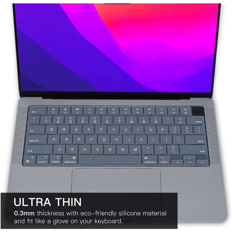Keyboard Cover Skin For MacBook Air Pro 13 13.6 14 15.3 16 A2442 A2779 A2485 A2780 A2681 A2941 M1 M2 2021 to 2023 Grey