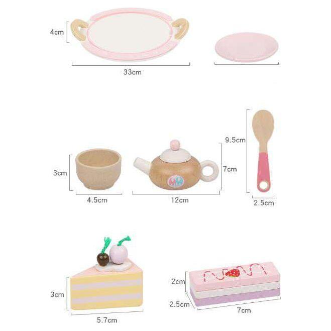 Kids Wooden Kitchen Tea Set Pretend Play
