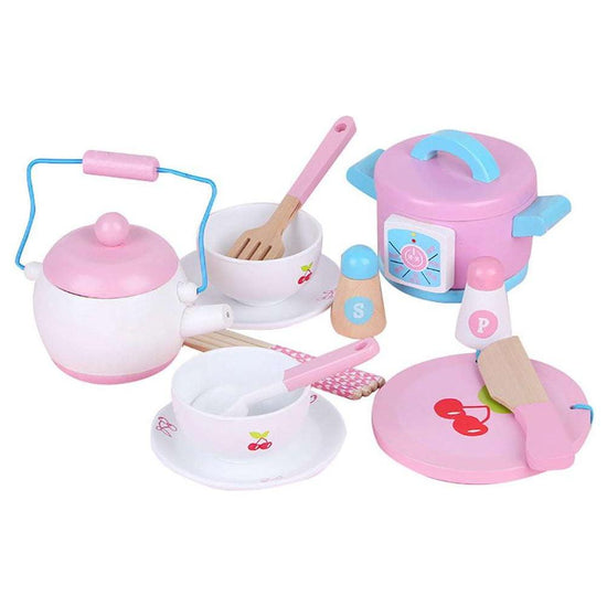 Kids Wooden Kitchen Tea Set Pretend Play