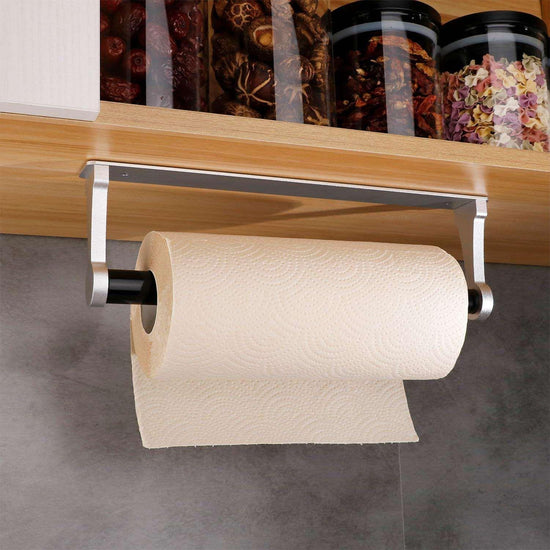 Kitchen Paper Holder Under Cabinet Screw Wall Mount Adhesive Paper Towel Holder Rectangle Silver